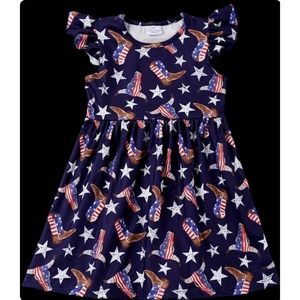 Infant Girls American Flag Boots and Stars Summer Dress